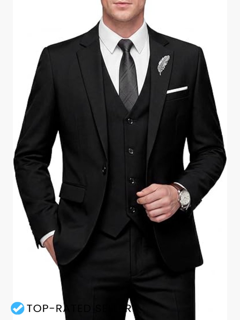 Slim Fit 3 Piece Suit Set Modern Classic Business Formal Blazer Vest Pants